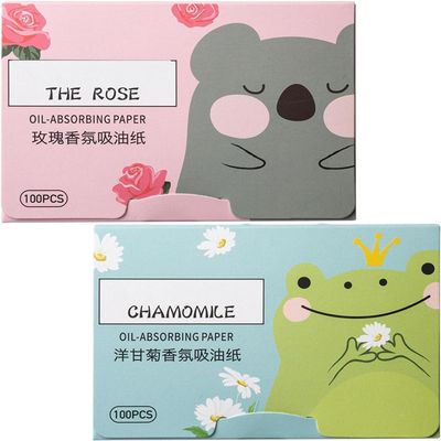 200 Sheets Oil Absorbing Sheets for Face, Makeup Blotting Paper Oil Blotting Sheets, Oil Blotting Sheets for Face Soft Oil Unisex Blotting Papers for Oily Care (Rose+Chamomile)