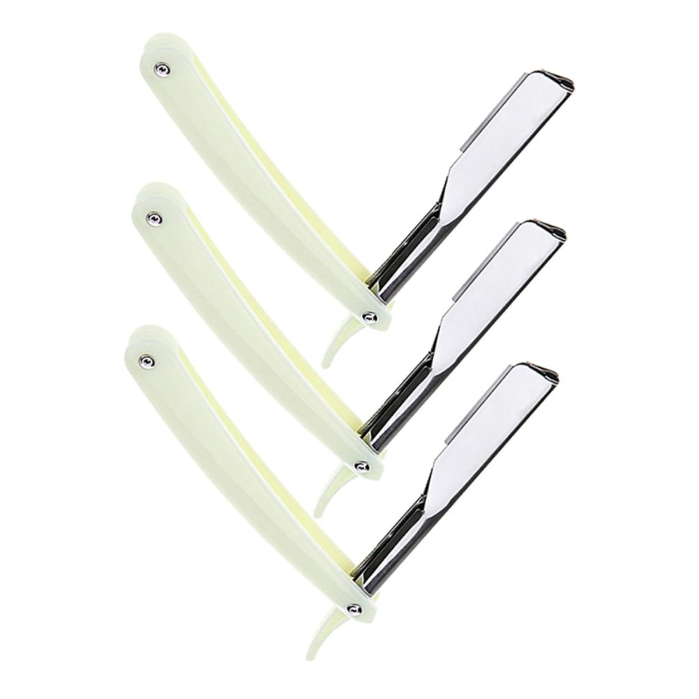 BIUDECO 6pcs Manual Beard Shaver Safe Hair Shaving Tools for Men White Barber Razor Holder for Easy and Clean Grooming for Beard and Eyebrow Care