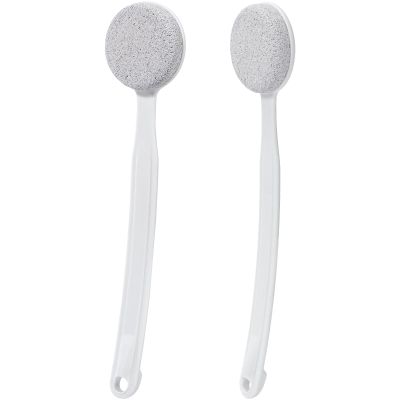 Beomeen Pumice Stone for Feet with Long Handle, 2 Pack Hard Skin Callus Remover, Scrubber and Exfoliator for Dead Dry Skin, Softer & Smoother Feet, Pedicure Tool (Curved)