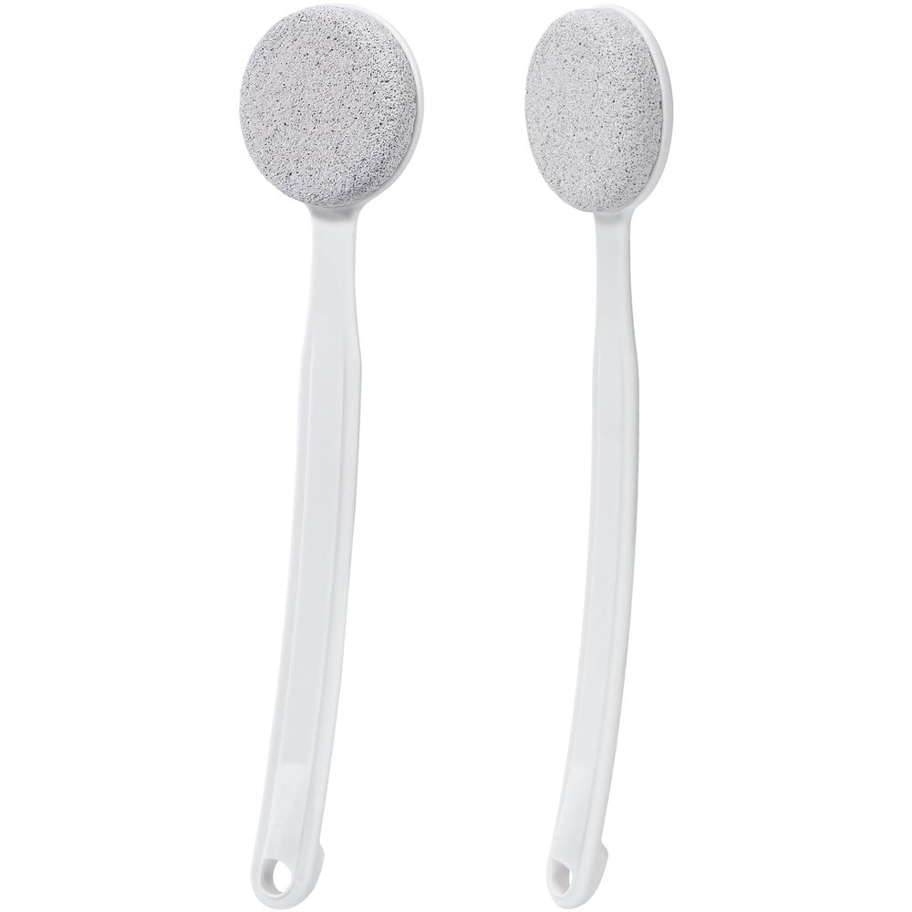 Beomeen Pumice Stone for Feet with Long Handle, 2 Pack Hard Skin Callus Remover, Scrubber and Exfoliator for Dead Dry Skin, Softer & Smoother Feet, Pedicure Tool (Curved)