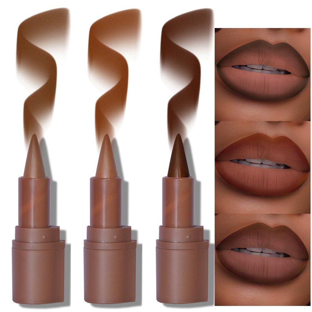BAISEN DIARY 2-in-1 Gradient Lip Liner and Lipstick Lip Combo Set - Achieve Flawless Contour and Gradual Ombre Effect with Easy-to-Use Crayon Form and Cone Tip (01&04&06, 1 Count (Pack of 3))