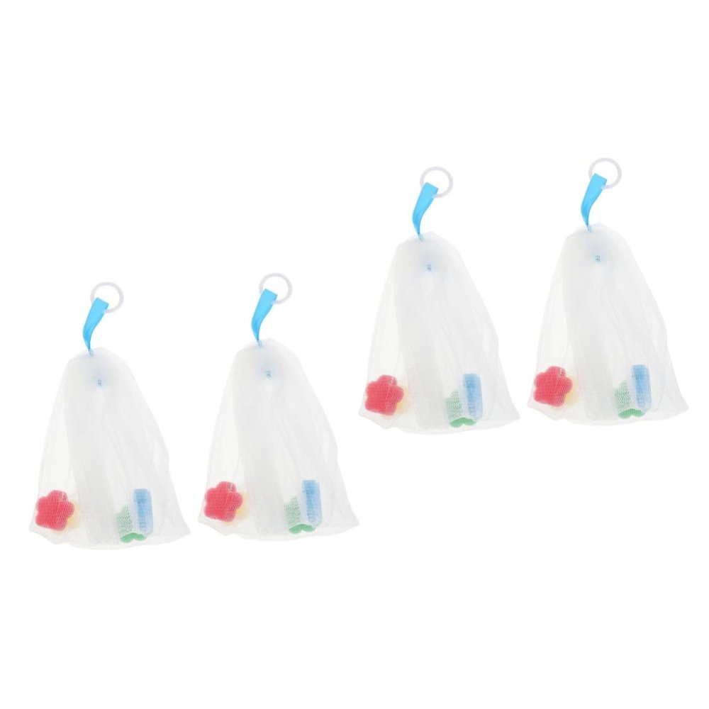 BIUDECO 4pcs Facial Foaming Nets for Soap Cleansing Bubble Making Bags Portable Exfoliating Pouches for Deep Cleansing for Home and Travel Use