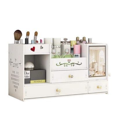 A1DFDFGOQSFG Cosmetic Simple Plastic Storage Box Finishing Cosmetic Compact Cassette Drawer Shelf Household Dresser Skincare Cosmetic Case White