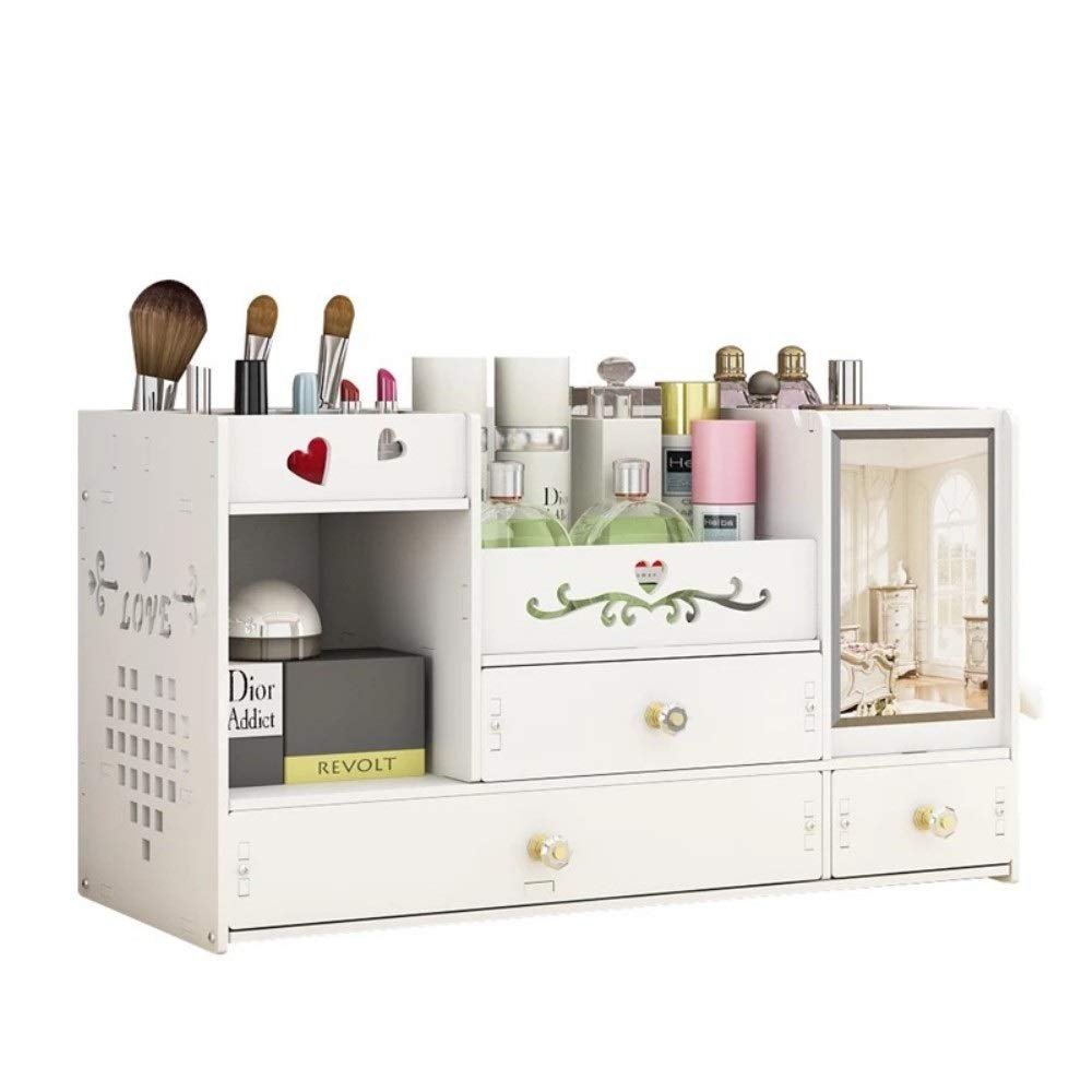 A1DFDFGOQSFG Cosmetic Simple Plastic Storage Box Finishing Cosmetic Compact Cassette Drawer Shelf Household Dresser Skincare Cosmetic Case White