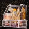 A1DFDFGOQSFG Net Red Dustproof Cosmetics Storage Box Desktop Racks Lipstick Skin Care Products Acrylic Transparent Dressing Table Finishing Box [Extra Money] Dust Flip Box view 2