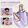 Rechargeable Facial Hair Remover for Women: 2 in 1 Electric Eyebrow and Facial Hair Remover - Suitable for Middle-aged Womens Eyebrow, Chin, and Cheek Trimming - with Built-in LED Light(Purple) view 2