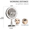 9" Countertop Rotation 2-Side 1X/10X Magnification Makeup Vanity Mirror, with 3-Color Stepless Dimming, Rechargeable LED Lighted Cosmetic Mirror, Tabletop Standing HD Shaving Mirror,D view 2