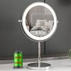9" Countertop Rotation 2-Side 1X/10X Magnification Makeup Vanity Mirror, with 3-Color Stepless Dimming, Rechargeable LED Lighted Cosmetic Mirror, Tabletop Standing HD Shaving Mirror,D view 4