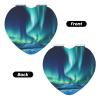 STVYUKL Mini Folding Compact Mirror Pocket Travel Makeup Mirror with 2 X 1x Magnification Northern Lights Portable Folding Small Pocket Mirror for Women Handbag Purse Heart Shape view 2