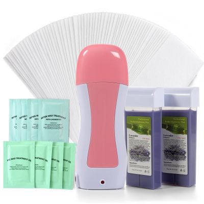 Roll on Wax Kit Hair Removal Wax Warmer Portable Wax Heater Kit for Hair Removal Depilatory Soft Wax Roller Kit for Women Men Home Waxing Machine Kit for Sensitive Skin
