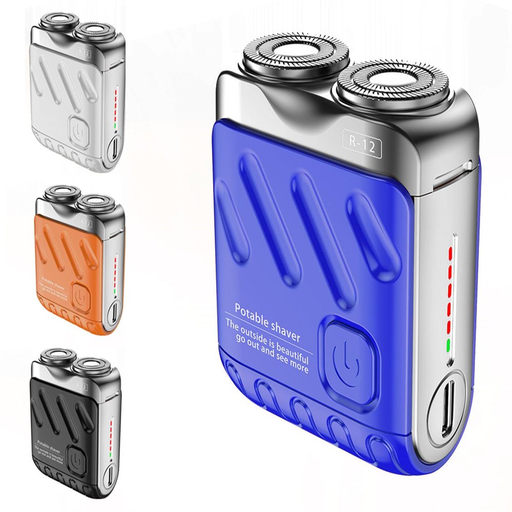 Beard Shaver Mini and Portable Suitcase Design, Shaver Mini and Portable Suitcase Design Double-Ring Magnetic Cutter, 2024 Men's Favorite Portable Mini Electrict Shaver,Blue