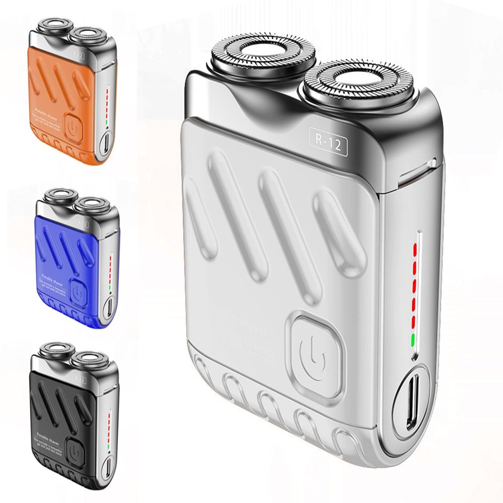 Beard Shaver Mini and Portable Suitcase Design, Shaver Mini and Portable Suitcase Design Double-Ring Magnetic Cutter, 2024 Men's Favorite Portable Mini Electrict Shaver,Grey