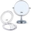 20x/1x Double Sided Magnifying Makeup Mirror for Desk and Countertop - Vanity Mirror with Stand & Small 12X/1X Dual Sided Magnifying Travel Makeup Mirror - Lightweight Portable Vanity Mirror Bundle view 1
