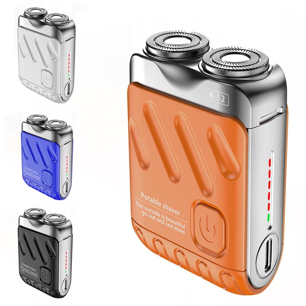 Beard Shaver Mini and Portable Suitcase Design, Shaver Mini and Portable Suitcase Design Double-Ring Magnetic Cutter, 2024 Men's Favorite Portable Mini Electrict Shaver,Orange
