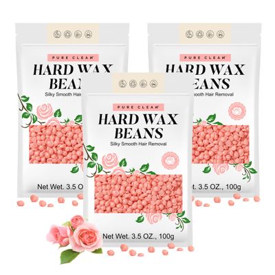 PURECLEAN Hard Wax Beads, 300g Pink Rose Hair Removal Wax Beans for Sensitive Skin, Multi-Use for Face, Bikini, Eyebrows, Underarms, Leg, Full Body - Suitable for All Wax Warmers (Pack of 3)