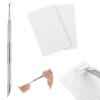 AOZUO Cuticle Pusher and Cutter Remover, Professional Dual-Ended Stainless Steel Nail Cleaner with 20 Pcs Grit Sandpaper Sheets Nail Care Polish Tool for Manicure Pedicure Nail Art view 1