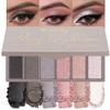 6 Colors Travel Eye Shadow Palette Makeup, Black Dark Smoky Grey Nude Pink Rose Champagne Gold Pearl White Sparkly Shimmer Glitter High Pigment Mini Eyeshadow Palette for Older Women, Built in Mirror view 1