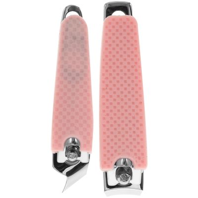 BIUDECO 2pcs Nail Clipper Set Silicone Covers Carbon Steel Nail Scissors Manicure Tools Pink