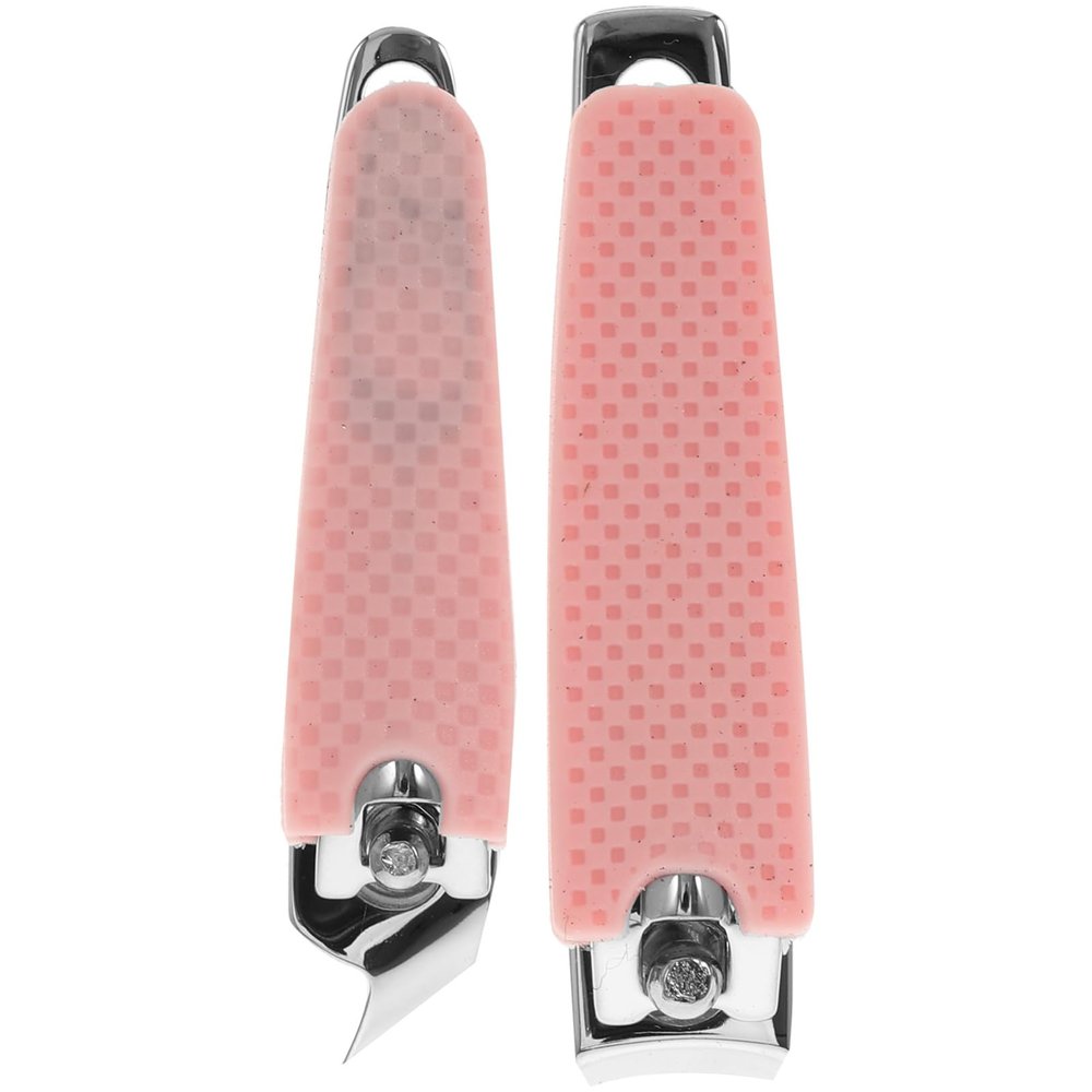 BIUDECO 2pcs Nail Clipper Set Silicone Covers Carbon Steel Nail Scissors Manicure Tools Pink