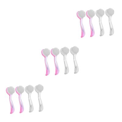 VINTORKY 12pcs Handle Fingernail Brush with Bristles Nail Cleaner for Dust Removal Comfortable Grip for Manicure and Pedicure and Transparent Colors
