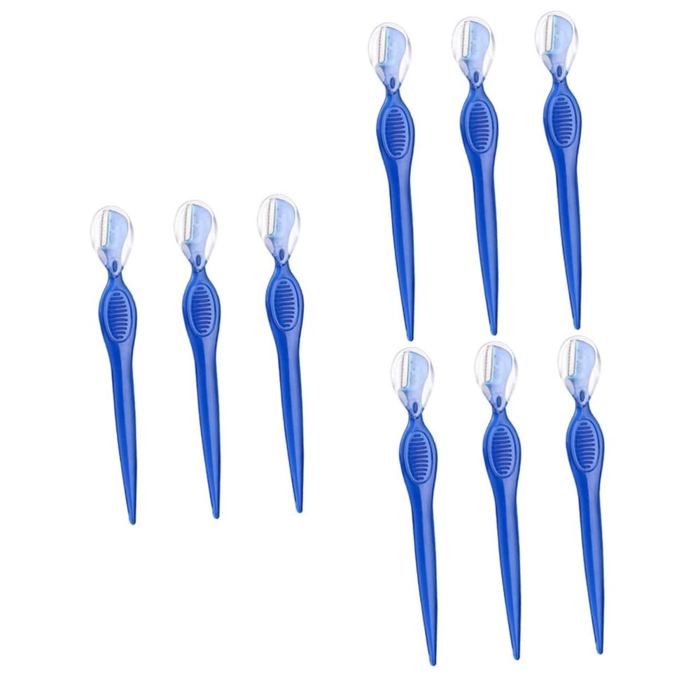 VINTORKY 9pcs Stainless Steel Eyebrow Razors for Women Benefit Brow Portable Beauty Makeup Tools Razor Blades Included