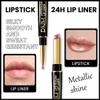 HHLTOH 2-in-1 Brown Lip Liner & Lipstick Set Kit for Women, Metallic Lips Kit with Lip Liner Lip Stains Long Lasting Waterproof 24 Hour Lipstick and Lip Liners Combo Lipliners Pencil Set 18 view 3
