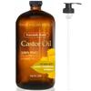 Essentially KateS Castor Oil 16 Fl Oz (Glass Bottle) - Jojoba + Calendula + Vitamin E - A Huge Glass Bottle with a Pump - 100% Pure and Natural, Cold Pressed, and Hexane-Free - Hair, Body view 1