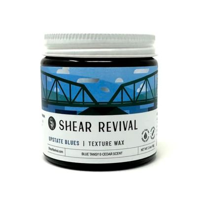 Shear Revival Upstate Blues Texture Wax Pomade for Men & Women - Vegan, Strong Hold, Neutral Finish for All Hair Types, 100% All Natural Ingredients, Blue Tansy & Cedarwood Scent, 3.4oz