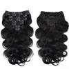 Clip in Hair Extensions Real Human Hair 14 Inch Remy Human Hair Extensions for Women Double Weft Seamless Clip ins Brazilian Body Wave Virgin Human Hair Extensions 8Pcs 100g 20 Clips Natural Black view 2