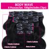 Clip in Hair Extensions Real Human Hair 14 Inch Remy Human Hair Extensions for Women Double Weft Seamless Clip ins Brazilian Body Wave Virgin Human Hair Extensions 8Pcs 100g 20 Clips Natural Black view 3