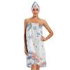 Bulletgxll Watercolor Turtle Women's Shower Wrap Towel Set of 3 Adjustable Spa Body Wrap Super Absorbent Bathrobe with Hair Towel & Headband view 1