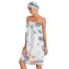 Bulletgxll Watercolor Turtle Women's Shower Wrap Towel Set of 3 Adjustable Spa Body Wrap Super Absorbent Bathrobe with Hair Towel & Headband view 3