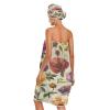 Bulletgxll Watercolor Flowers Women's Shower Wrap Towel Set of 3 Adjustable Spa Body Wrap Super Absorbent Bathrobe with Hair Towel & Headband view 2
