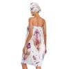 Bulletgxll Watercolor Feathers Women's Shower Wrap Towel Set of 3 Adjustable Spa Body Wrap Super Absorbent Bathrobe with Hair Towel & Headband view 2