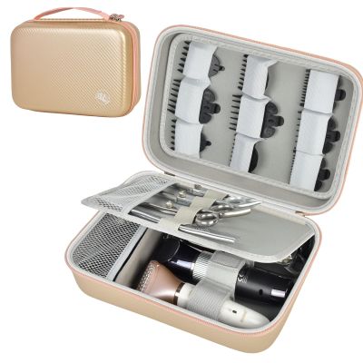 Boobowl Barber Accessories Bag for Clippers and Supplies, Mens Hair Trimmers Box, Portable Clipper Storage Holder for Hair Cutting, Guard Grooming Kit and Barbers Supplies (Bag Only)- Gold