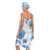 Bulletgxll Blue Flowers Women's Shower Wrap Towel Set of 3 Adjustable Spa Body Wrap Super Absorbent Bathrobe with Hair Towel & Headband view 2