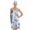 Bulletgxll Watercolor Butterflies Women's Shower Wrap Towel Set of 3 Adjustable Spa Body Wrap Super Absorbent Bathrobe with Hair Towel & Headband view 1
