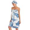 Bulletgxll Watercolor Butterflies Women's Shower Wrap Towel Set of 3 Adjustable Spa Body Wrap Super Absorbent Bathrobe with Hair Towel & Headband view 3