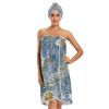Bulletgxll Watercolor Wildflowers Women's Shower Wrap Towel Set of 3 Adjustable Spa Body Wrap Super Absorbent Bathrobe with Hair Towel & Headband view 1