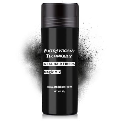 Real Hair Fibers Powder for Thinning Hair  Magic Mix by Extravagant Techniques  Hair Building Fibers for Men & Women  Sweatproof, Windproof, Quick-Dry, No Flake  40g Hair Thickener.