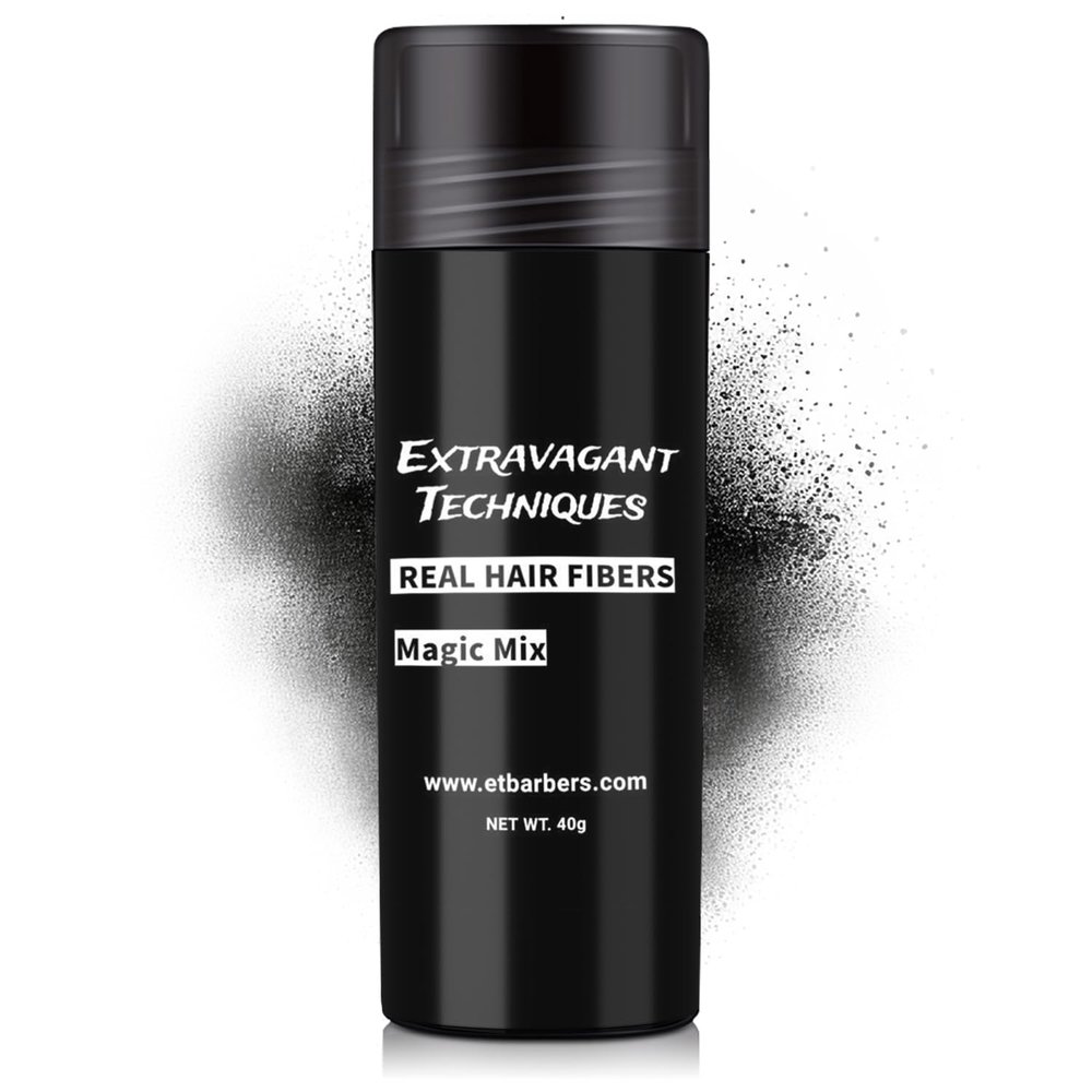 Real Hair Fibers Powder for Thinning Hair  Magic Mix by Extravagant Techniques  Hair Building Fibers for Men & Women  Sweatproof, Windproof, Quick-Dry, No Flake  40g Hair Thickener.