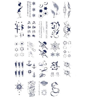 30pcs Fake Waterproof Tattoos For Women Men Adult Skull Ring Wings Chinese Letters Tattoos