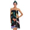 Bulletgxll Cute Butterflies Women's Shower Wrap Towel Set of 3 Adjustable Spa Body Wrap Super Absorbent Bathrobe with Hair Towel & Headband view 1