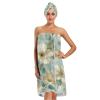 Bulletgxll Watercolor Flowers Women's Shower Wrap Towel Set of 3 Adjustable Spa Body Wrap Super Absorbent Bathrobe with Hair Towel & Headband view 1