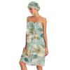 Bulletgxll Watercolor Flowers Women's Shower Wrap Towel Set of 3 Adjustable Spa Body Wrap Super Absorbent Bathrobe with Hair Towel & Headband view 3