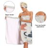 Bulletgxll Cartoon Cats Women's Shower Wrap Towel Set of 3 Adjustable Spa Body Wrap Super Absorbent Bathrobe with Hair Towel & Headband view 4
