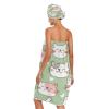 Bulletgxll Cute Cartoon Cat Women's Shower Wrap Towel Set of 3 Adjustable Spa Body Wrap Super Absorbent Bathrobe with Hair Towel & Headband view 2