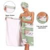 Bulletgxll Cute Cartoon Cat Women's Shower Wrap Towel Set of 3 Adjustable Spa Body Wrap Super Absorbent Bathrobe with Hair Towel & Headband view 4