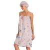 Bulletgxll Floral and Butterflies Women's Shower Wrap Towel Set of 3 Adjustable Spa Body Wrap Super Absorbent Bathrobe with Hair Towel & Headband view 3