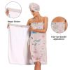 Bulletgxll Floral and Butterflies Women's Shower Wrap Towel Set of 3 Adjustable Spa Body Wrap Super Absorbent Bathrobe with Hair Towel & Headband view 4